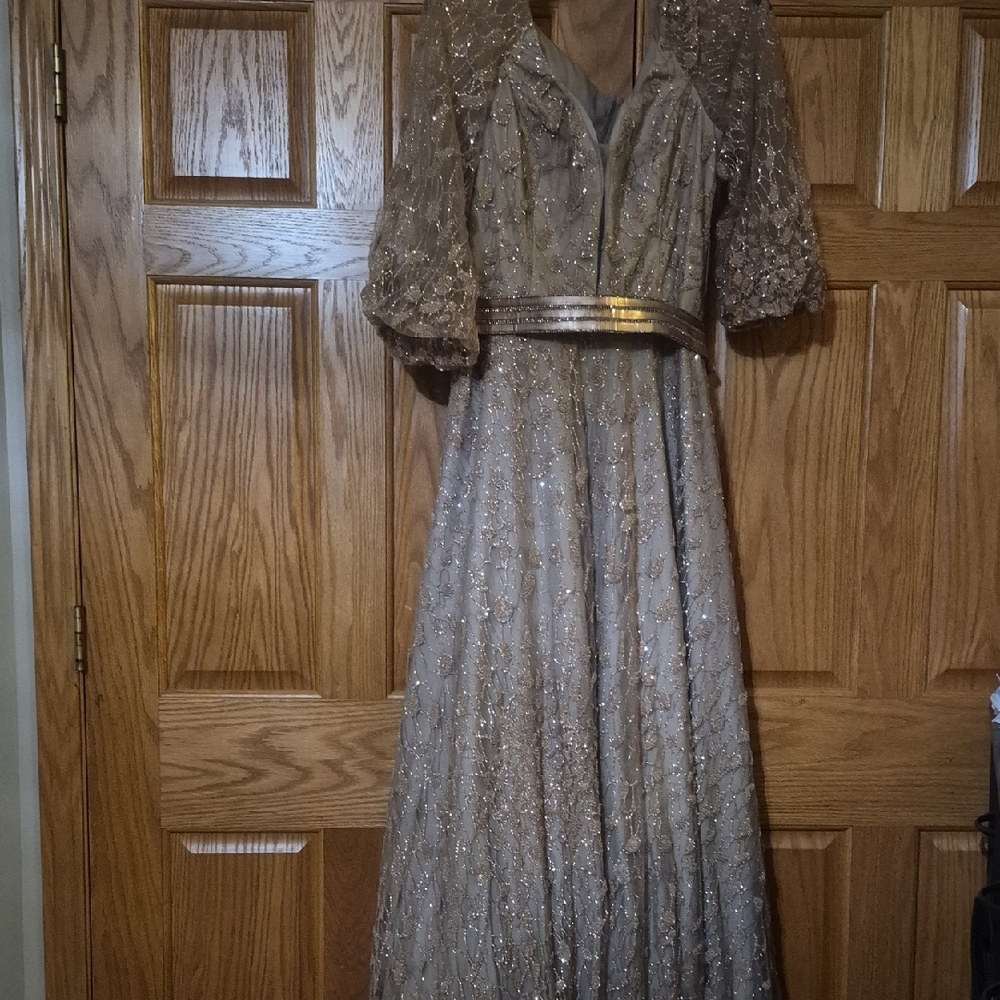 Elegant Silver Evening Gown